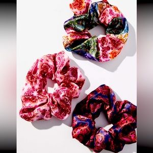 Anthropology Kachel patchwork, scrunchies. Set of three.
